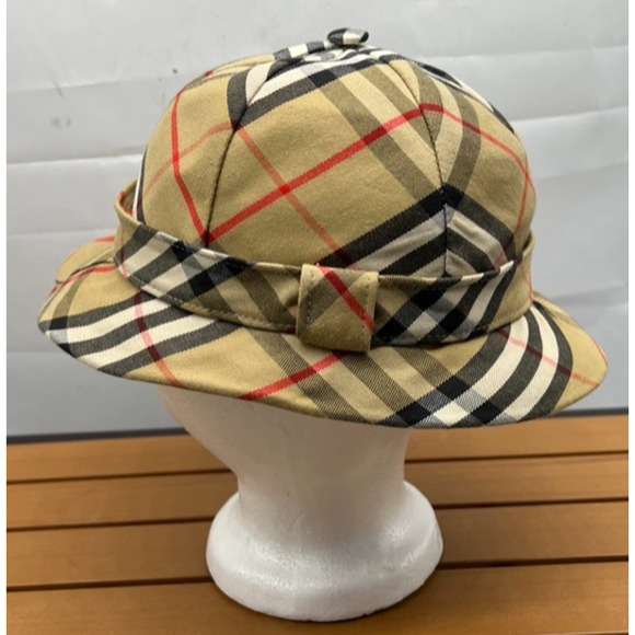 Vintage BURBERRYS Authentic Nova Check Cotton Bucket Hat Size 7 - Picture 1 of 11
